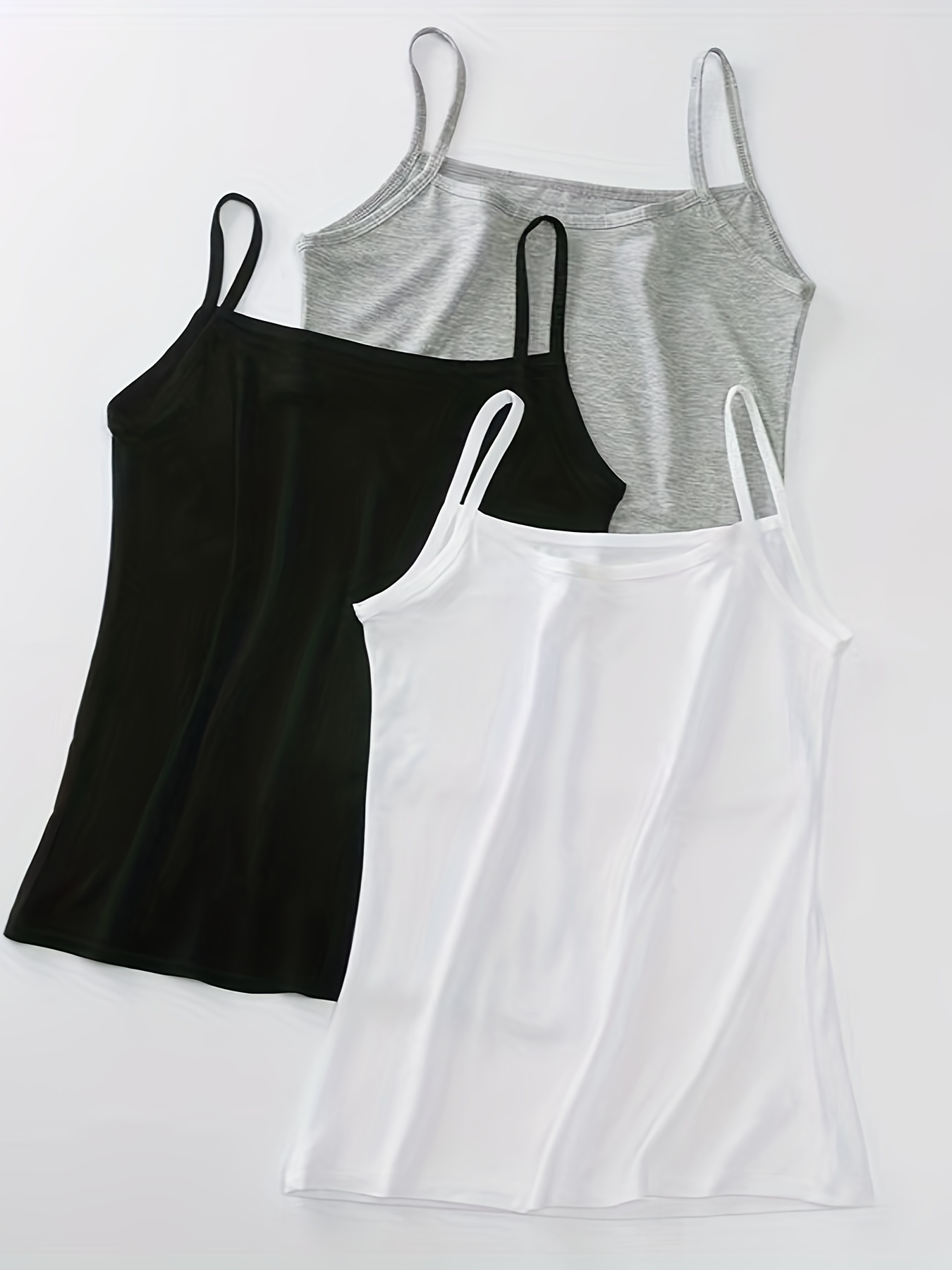 3pcs Soft Modal Women's Cami Tops | Casual, Non-See-Through, Comfortable Stretch Fit | Spaghetti Strap Vests Black, Gray & White | IFYHOME