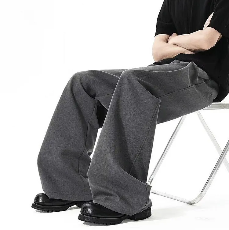 Pleated Wide Leg Pants for Men with a Loose High Waist Fit