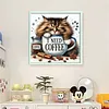 Coffee Cat-Partial 11CT Stamped Cross Stitch Bead Embroidery 36*36cm/14.17*14.17in tapestrymarket
