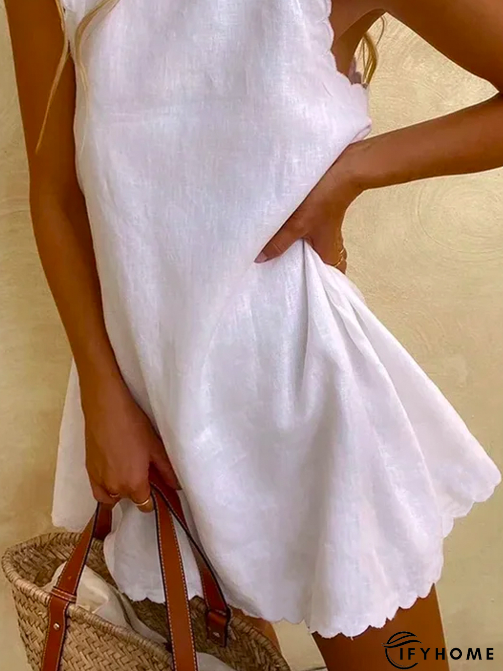 Casual Cotton Loosen Short sleeve Woven Dress | IFYHOME