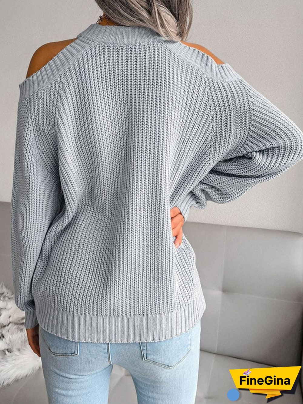 Casual Solid Color Long Sleeve Knit Sweater