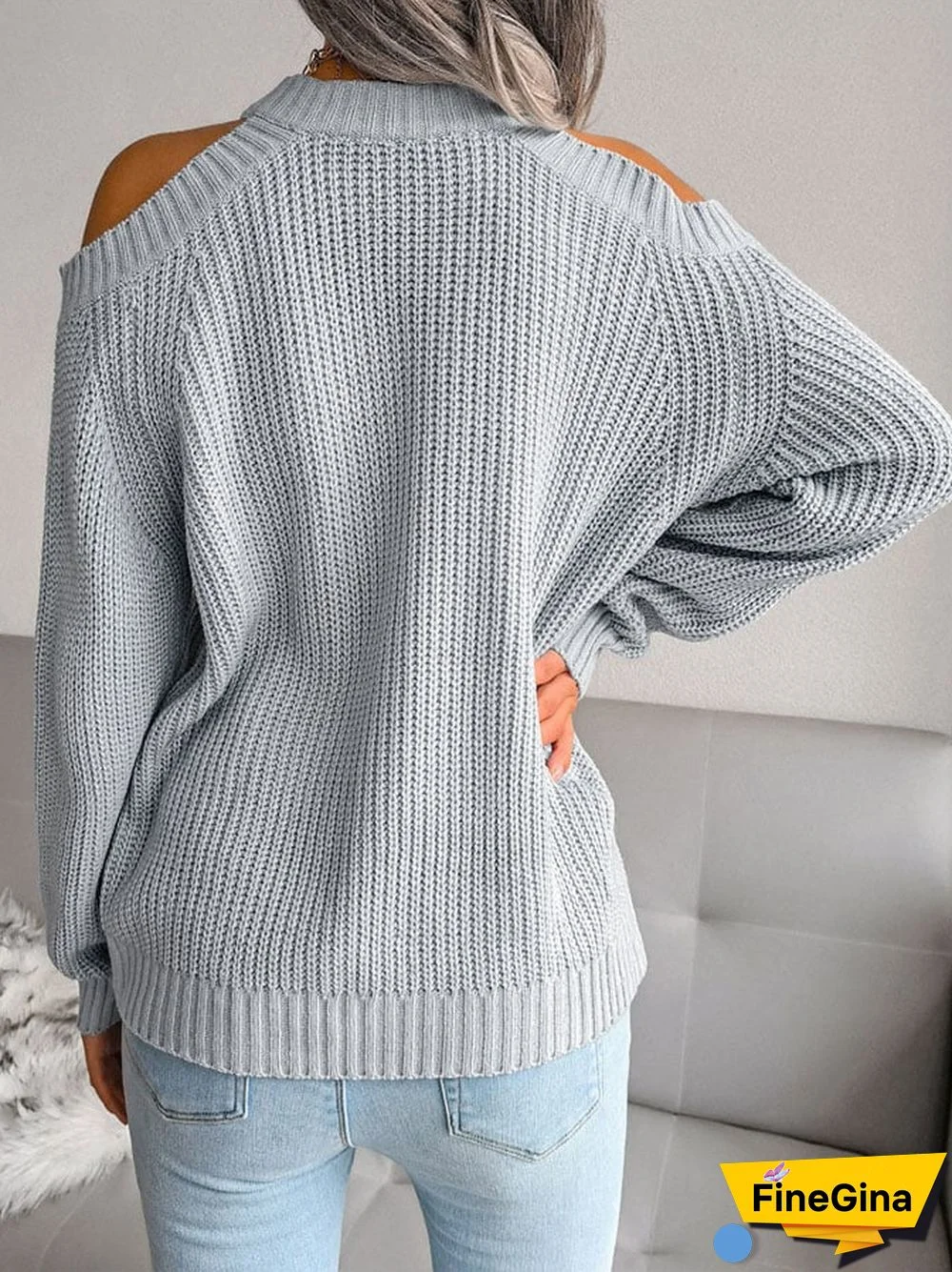 Casual Solid Color Long Sleeve Knit Sweater