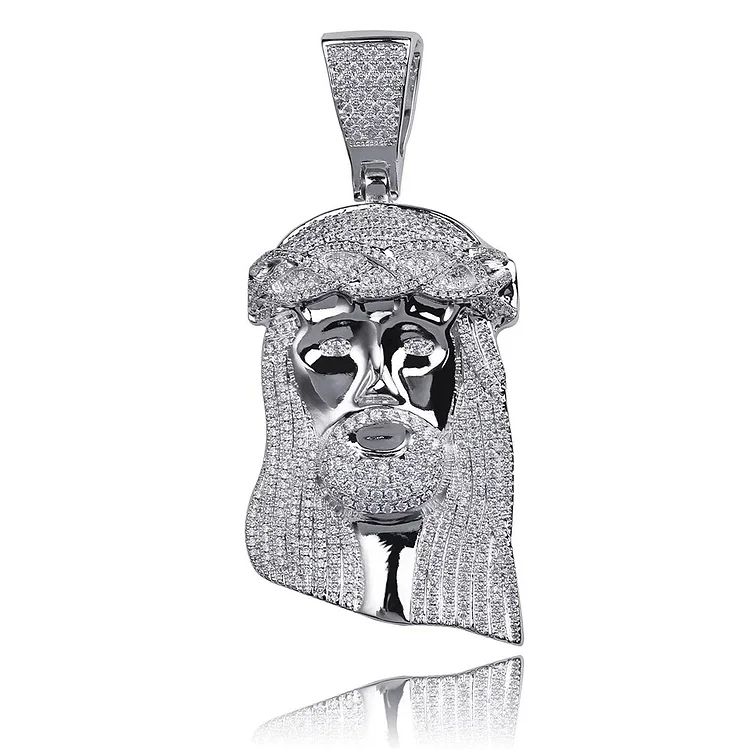 Ice Out Cubic Zircon Jesus Head Series Pendant-VESSFUL