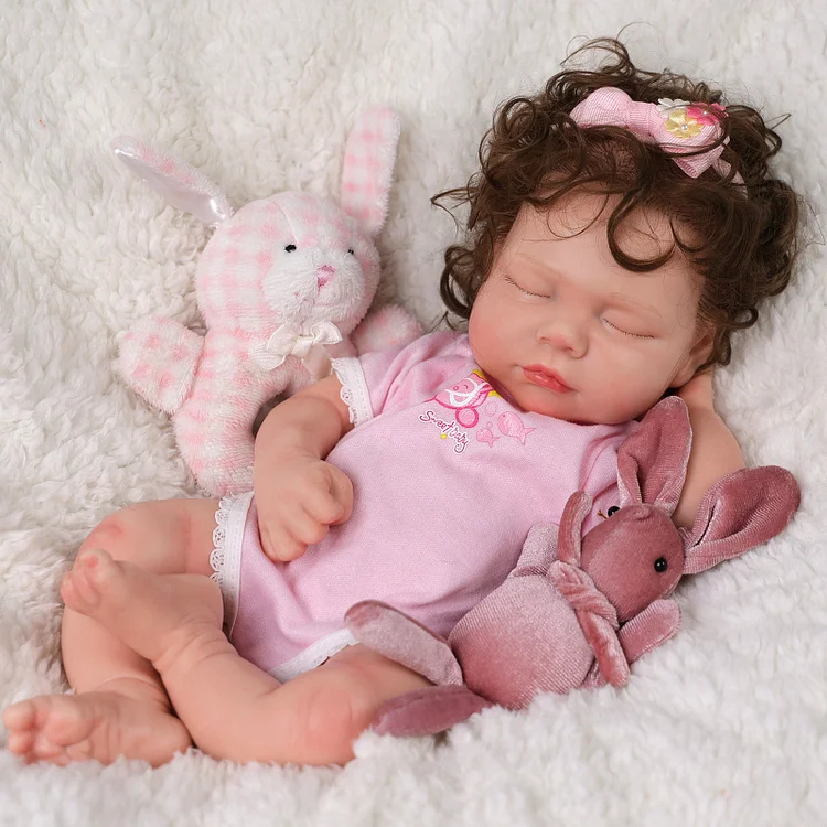 Babeside Thea 16'' Full Silicone Lifelike Reborn Baby Adorable Girl Dolls Pink Sweet Asleep