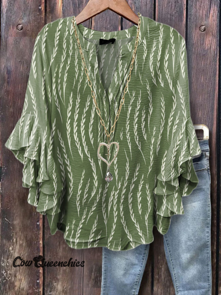 Women&rsquo;s Viange Print Casual Cotton And Linen Shirt Multicolor / S