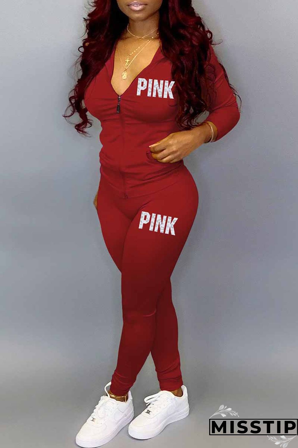 Blue Casual Print Letter Hooded Collar Long Sleeve Two Pieces