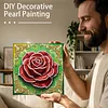 DIY Pearl Painting Red Roses for Home Decor with Frame(25x25cm)