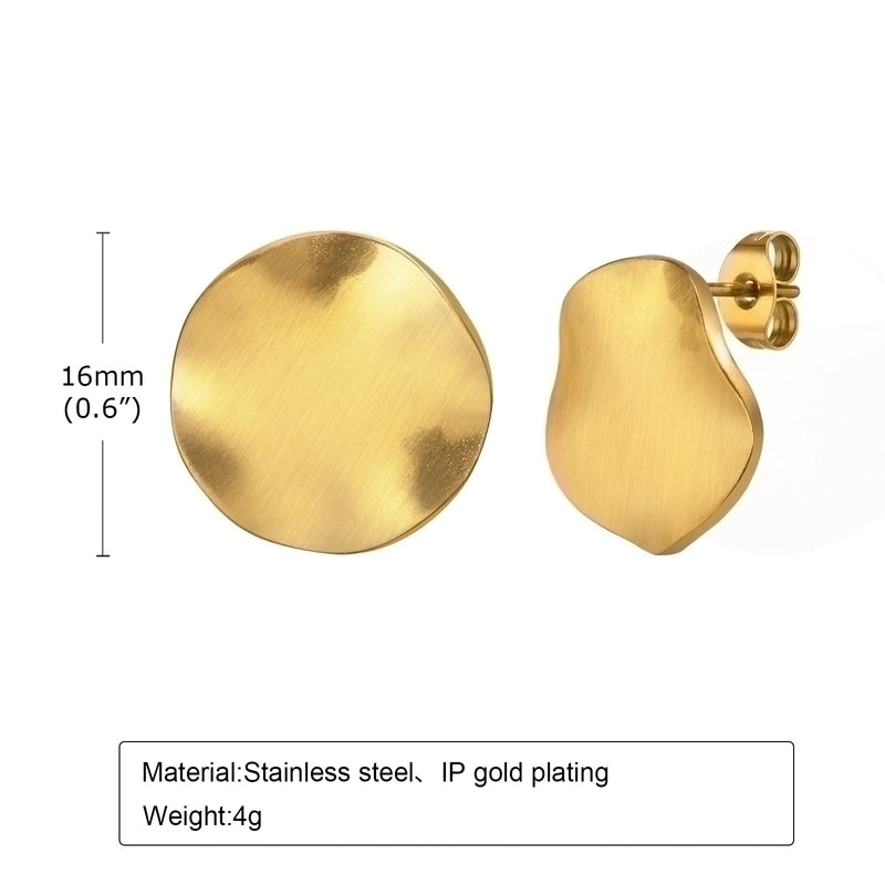 1 Pair INS Style Oval Plating 304 Stainless Steel 18K Gold Plated Ear Studs
