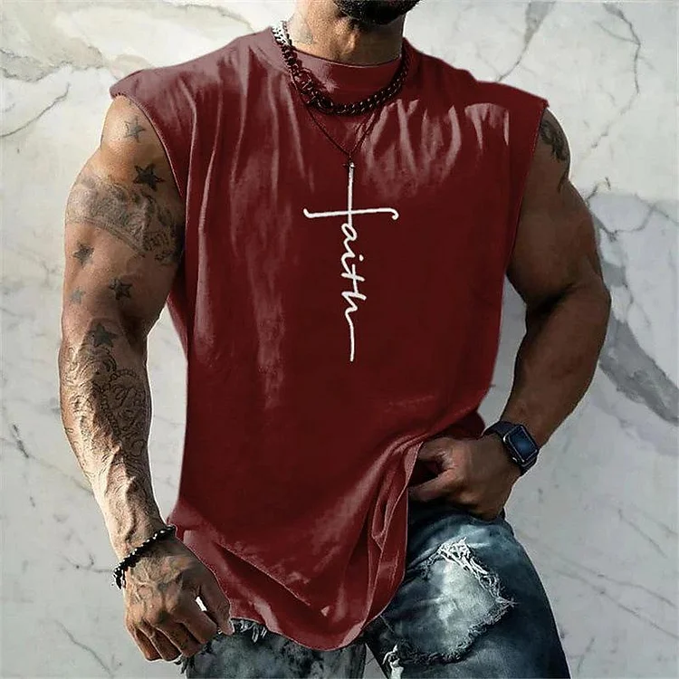 Men's Casual Letter Print Street Tank Top 75710771M