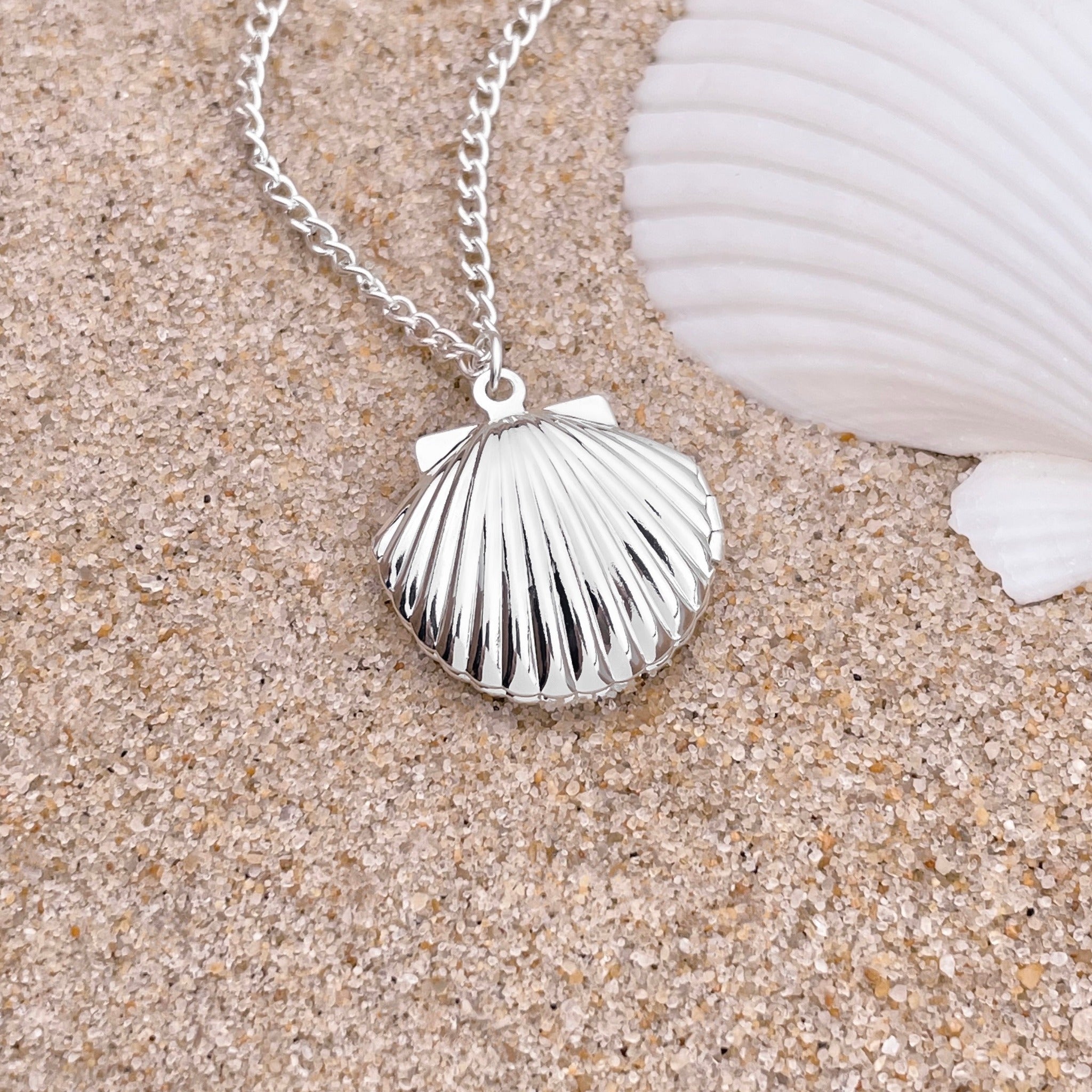 Fan Shell Locket Necklace