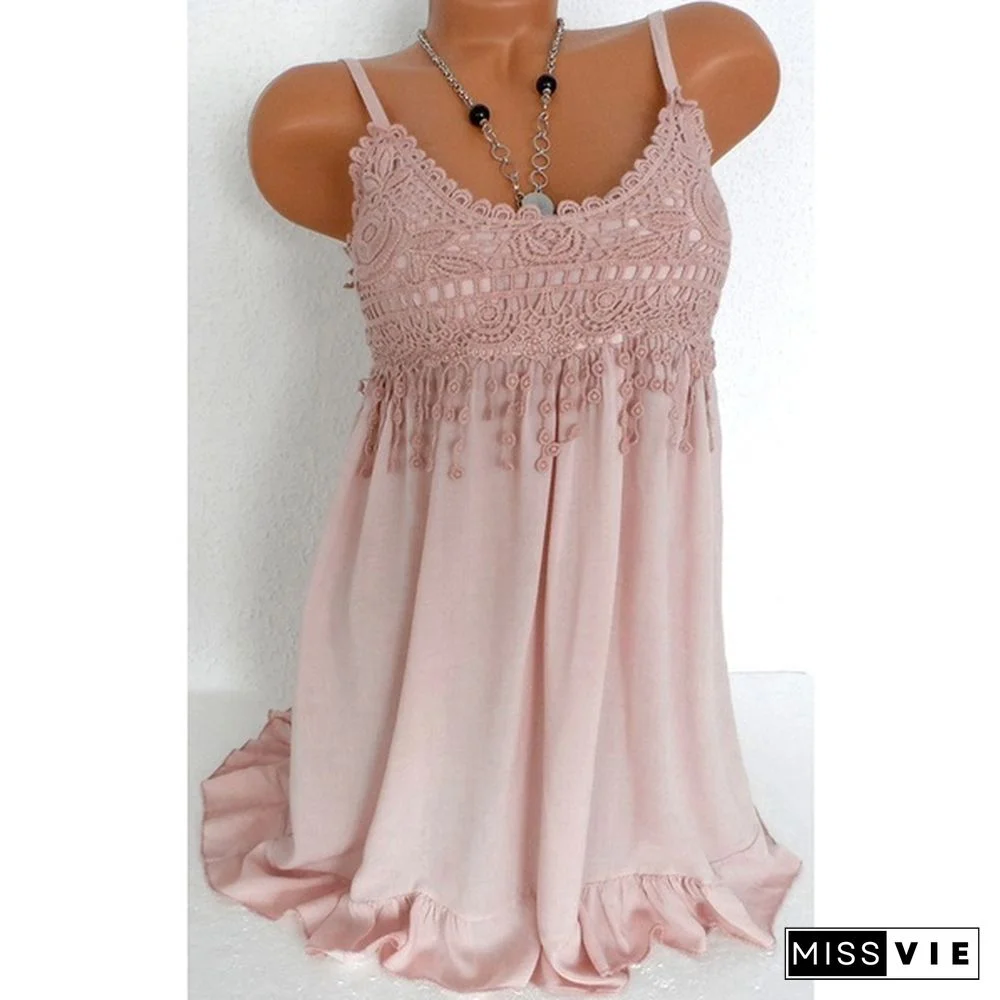 7 Colors Tops Women Lady Sexy Summer Sleeveless Top Blouse Lace Vest Tank Shirt