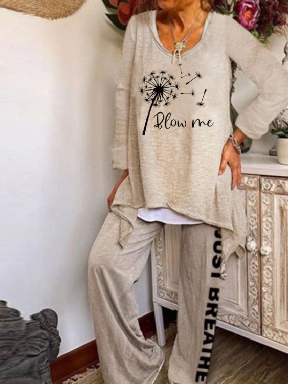 Two-piece Casual Knitted Trouser Suit