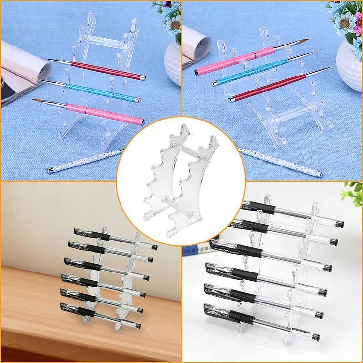 6-Slot Pen Holder Plastic Pen Organizer Makeup Brush Rack for School Office  Home