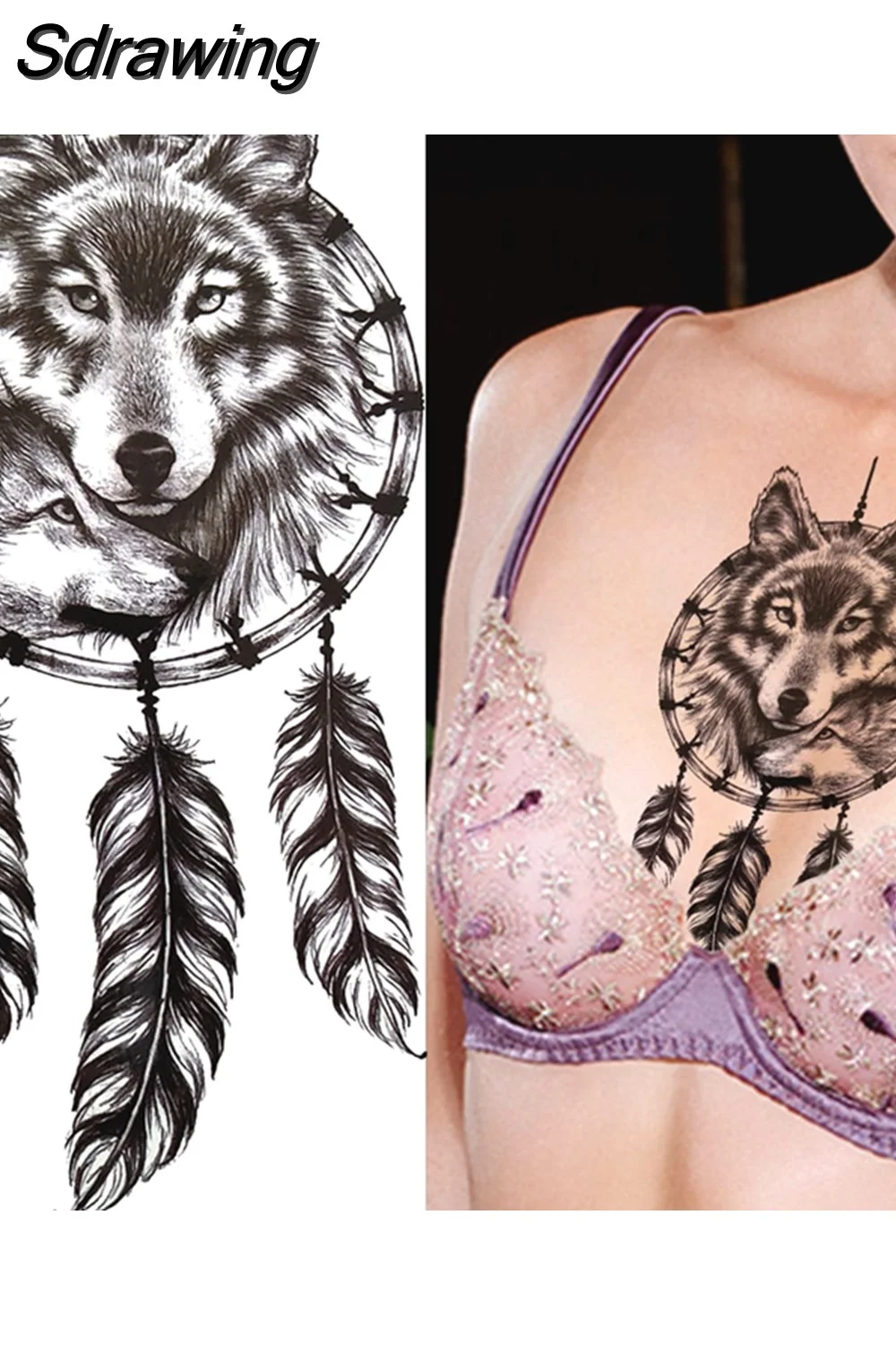Sdrawing Forest Tattoo Sticker For Men Women Children Tiger Wolf Death Skull Temporary Tattoo Fake Henna Skeleton King Animal Tatoo 507-1