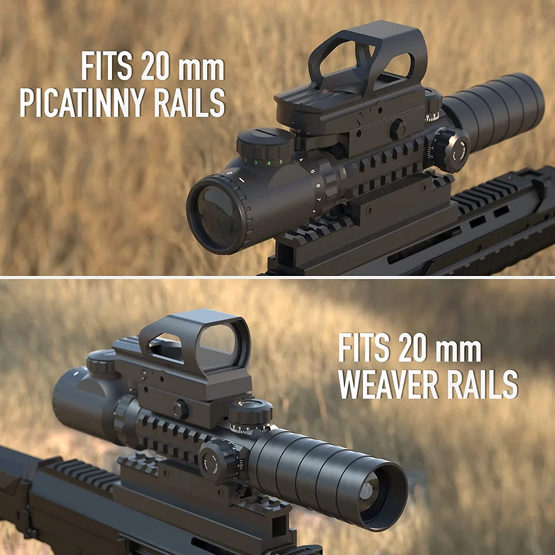 ohhunt® Rifle Scope Combo, 3-9x32 Rangefinder Scope, Red & Green Dot Sight, Laser