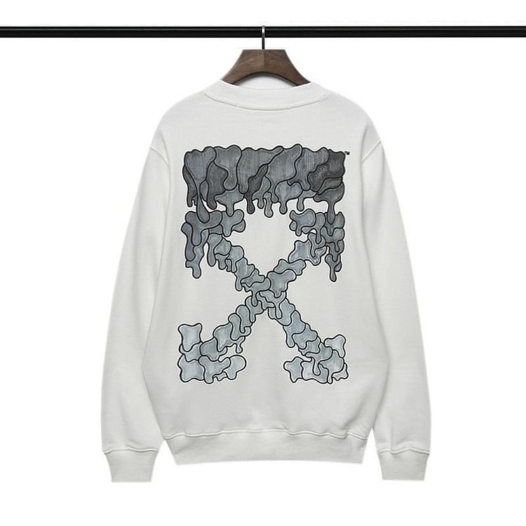 off White Sweatshirts Pattern Crew Neck Pullover Sweatshirt Ow Men's and Women's Loose Coat