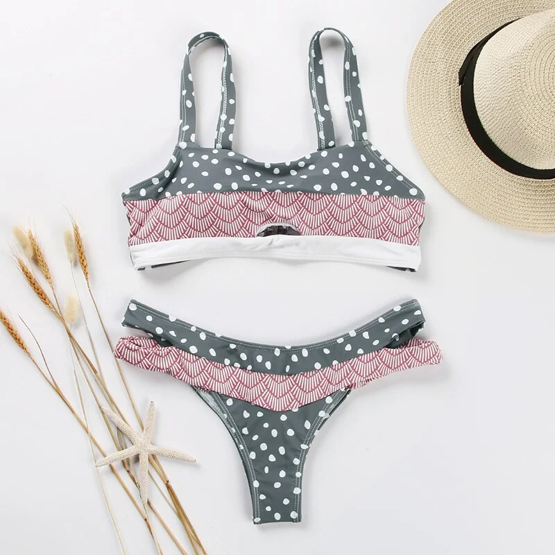 Swimwear Women Sexy Bandeau Swimsuit Separate Bikini Set 2021 Shiny Beachwear Green Color  Micro Thong Bikinis Brazilian Biquini