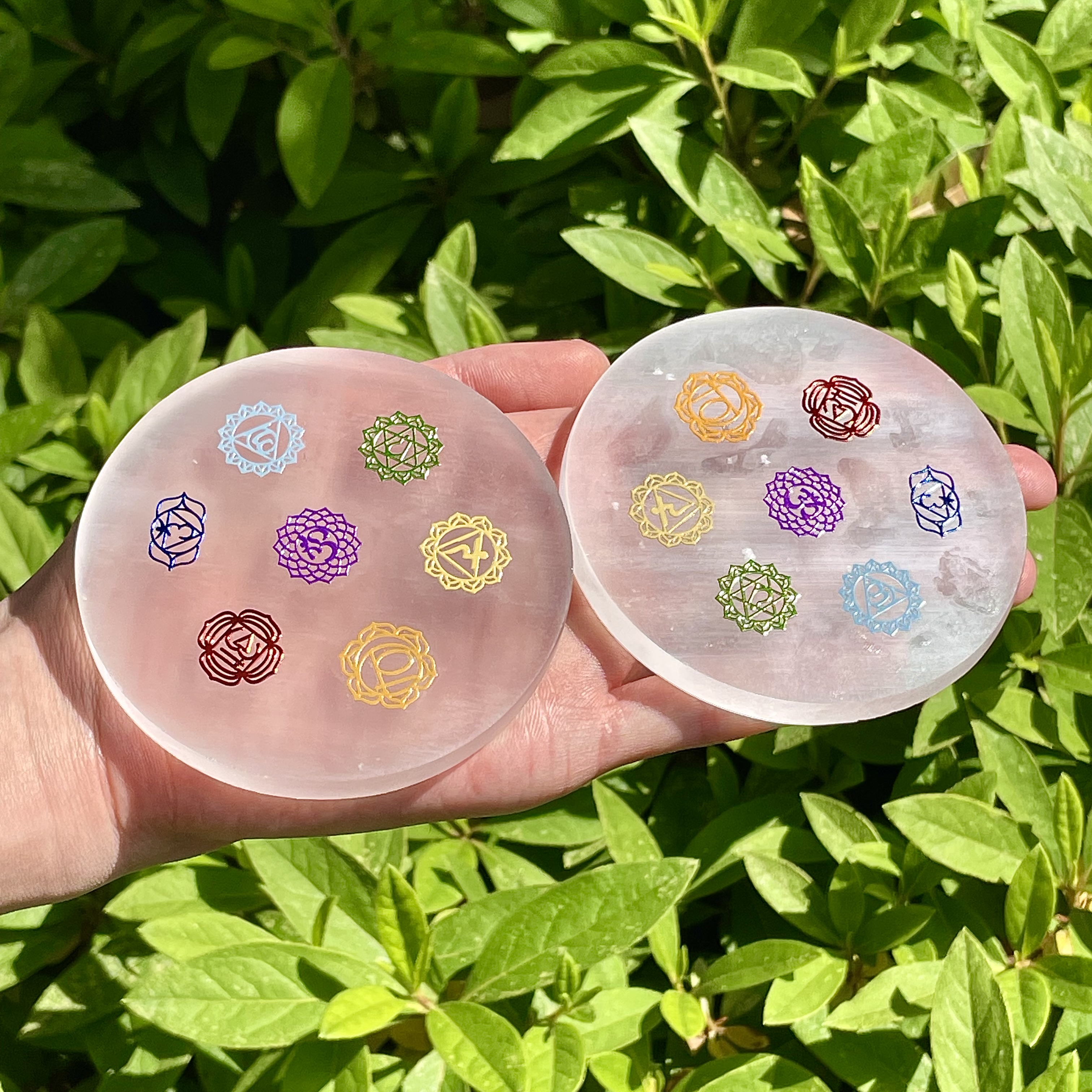 7 Chakra Selenite Patterned Charging Plate