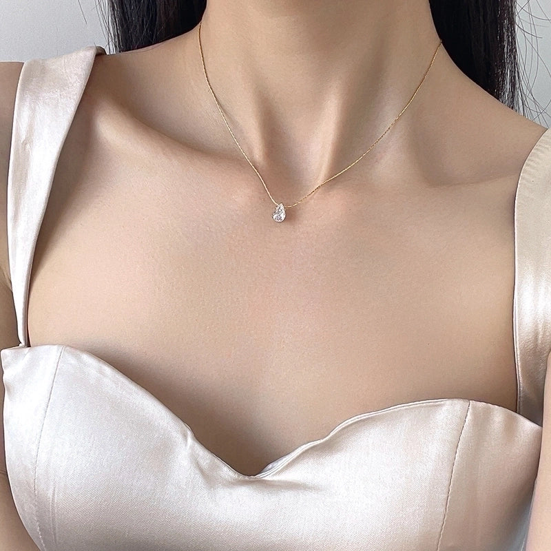304 Stainless Steel 18K Gold Plated Minimalist Plating Solid Color Artificial Rhinestones Necklace
