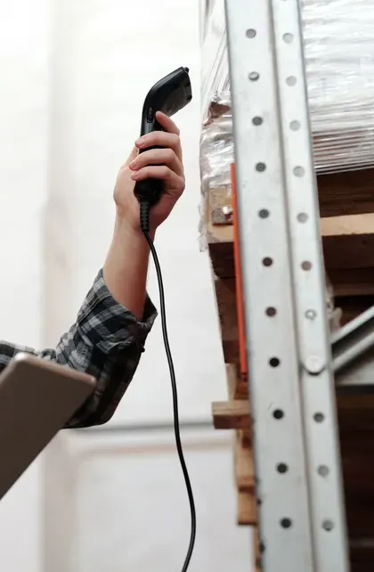 A package being scanned for sorting
