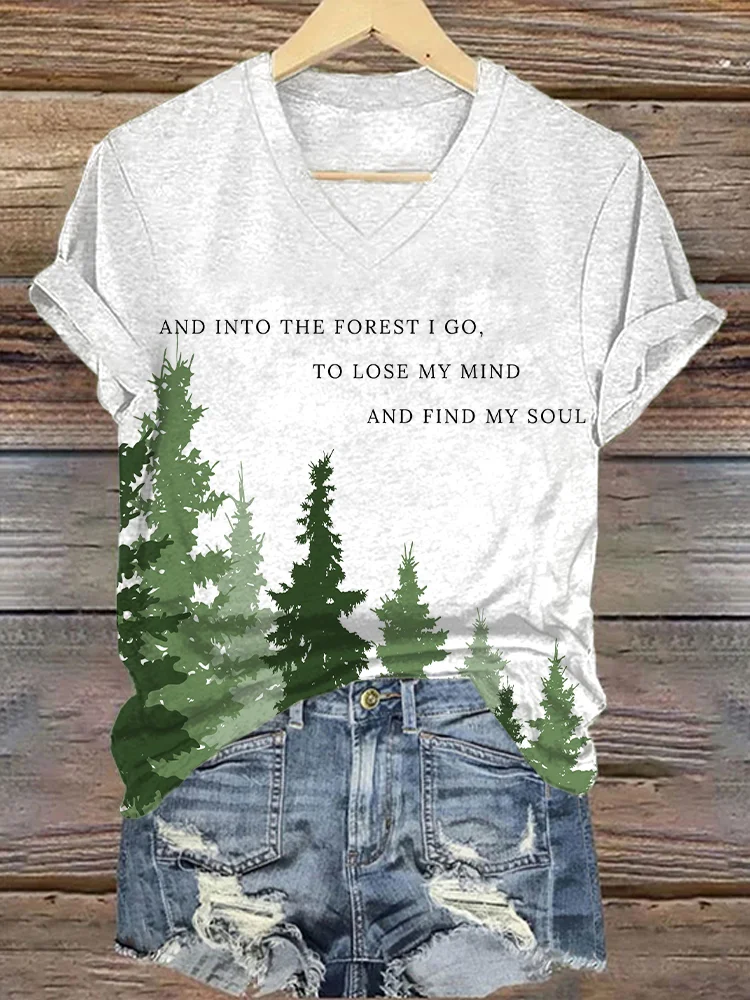 Simpfit Damen-T-Shirt mit V-Ausschnitt und Print „Protect National Parks“