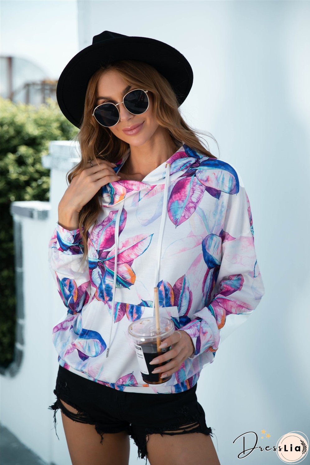 Printed Dropped Shoulder Hoodie
