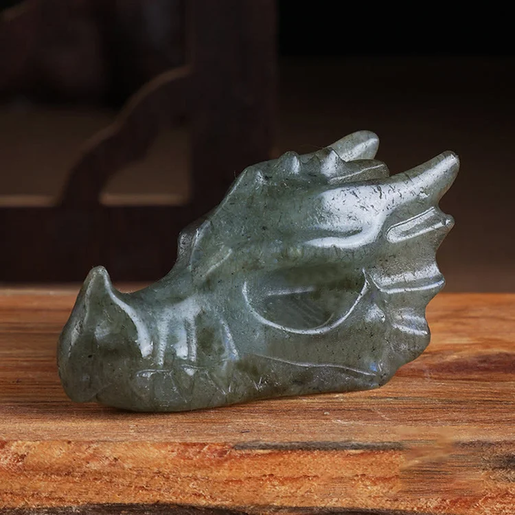 Olivenorma Crystal Stone Carving Dragon Head Gemstone Decoration
