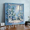 (30x30cm)DIY Pearl Painting Framed Flower Window Handmade Pearl Material Art Kit Living Room Decor
