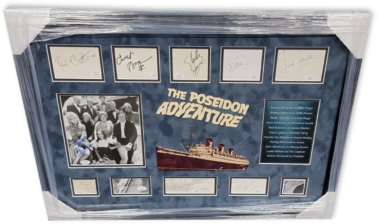 The Poseidon Adventure Cast Signed 11 Autos Collage Custom Framed Borgnine JSA