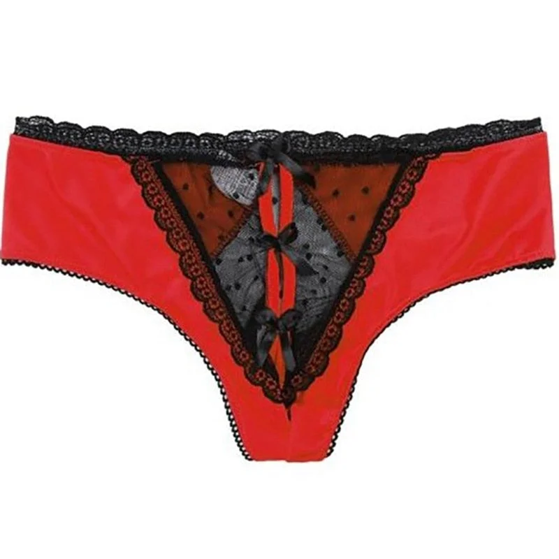 Muyogrt Sexy Open Crotch Panties Plus Size Red Underpants Ladies Sex Underwear Women Lingerie 