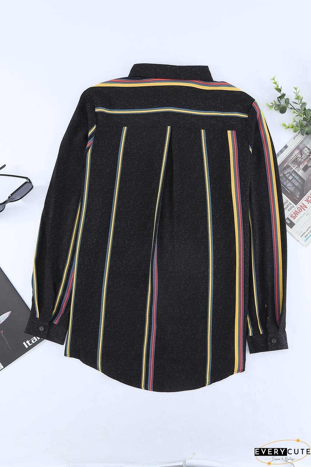 Women's Vertical Striped Button-Down Shirt