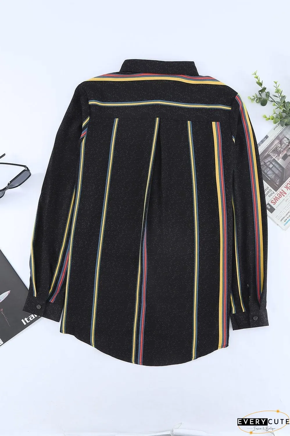 Women's Vertical Striped Button-Down Shirt