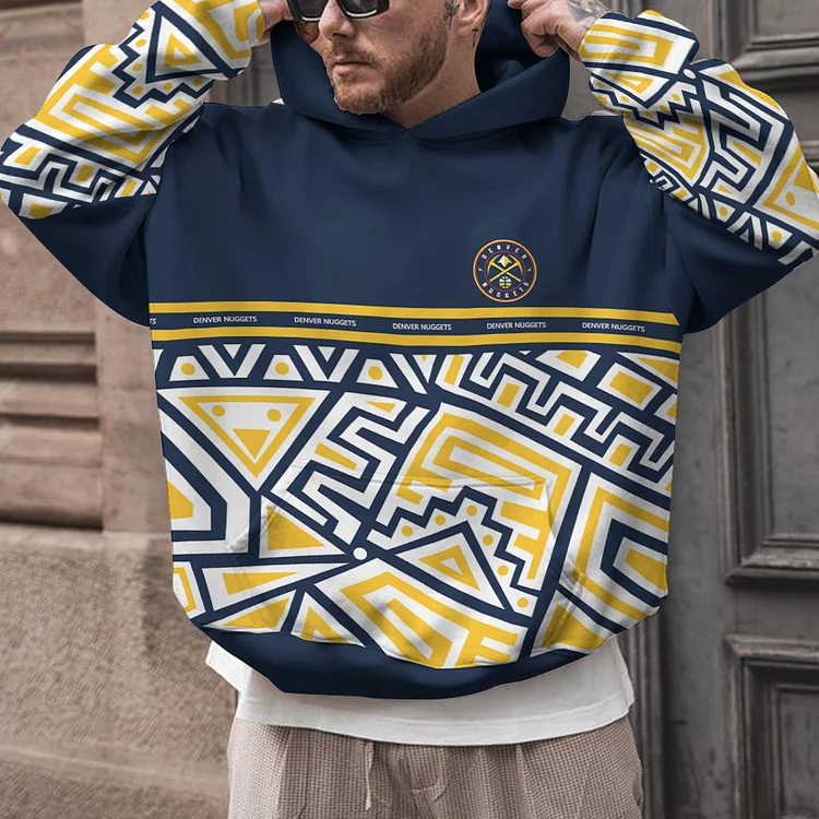 Denver Nuggets Printed Hooded Pocket Pullover Hoodie