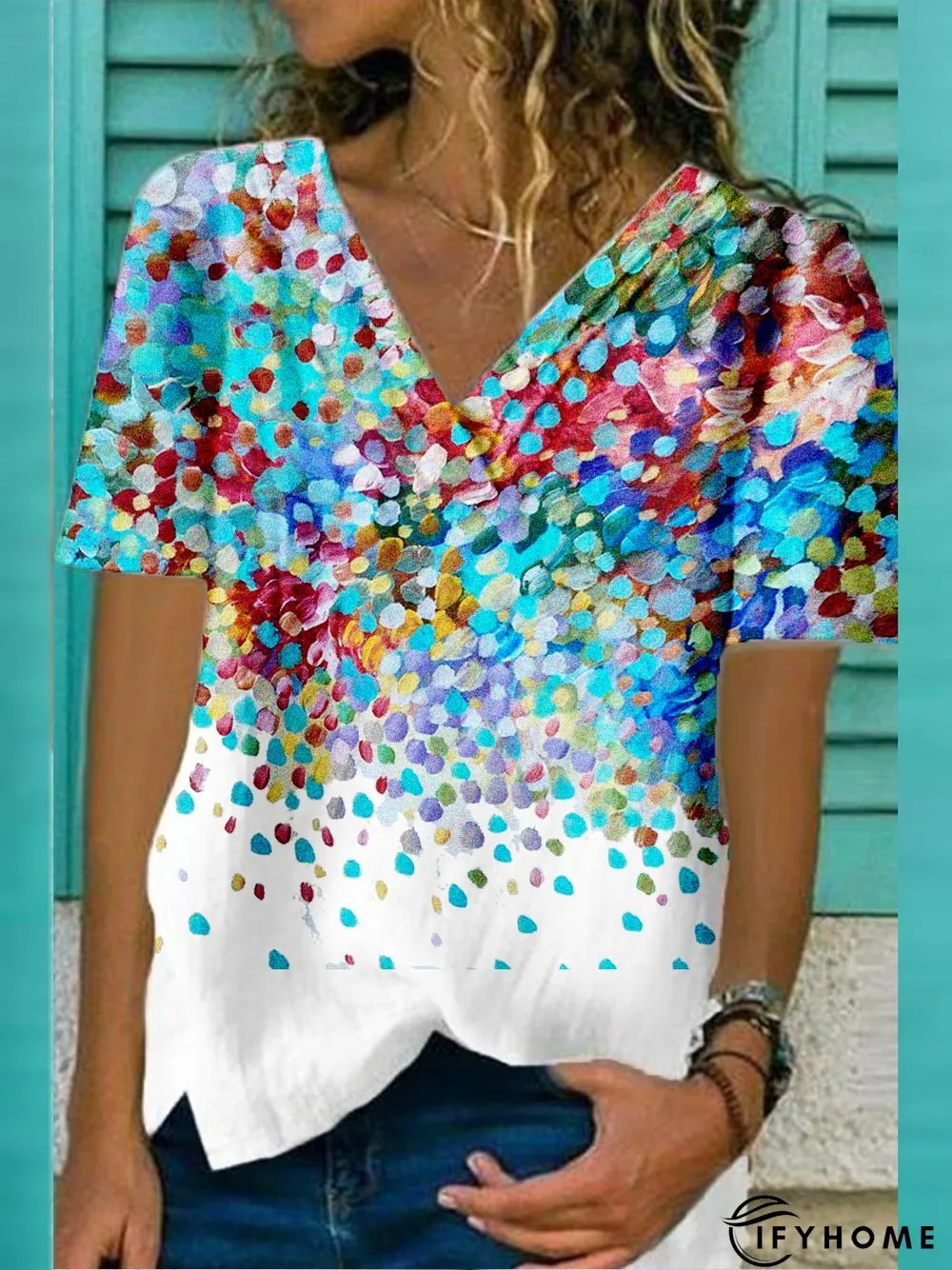 Short Sleeve V Neck T-shirt | IFYHOME