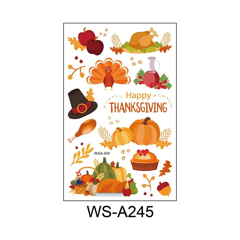 Thanksgiving Day Pumpkin With Maple Leaf Fruit Tattoo Stickers Fake Tattoos Paste on Face Arm Leg for Body Art Sticker