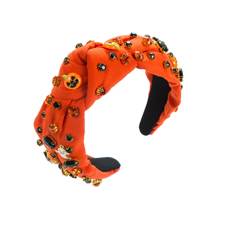 Halloween Rhinestone Ghost Pumpkin Face Decorative Hair Band Headwear
