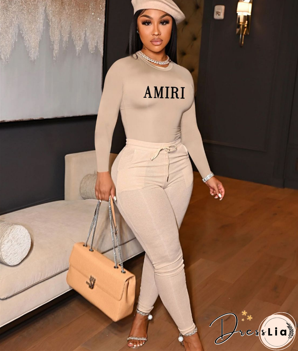 XS Long Sleeve Slim T Shirt Tops Skinny Pants Outfits