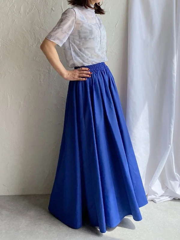 Pleated Solid Color A-line Loose Skirts Bottoms