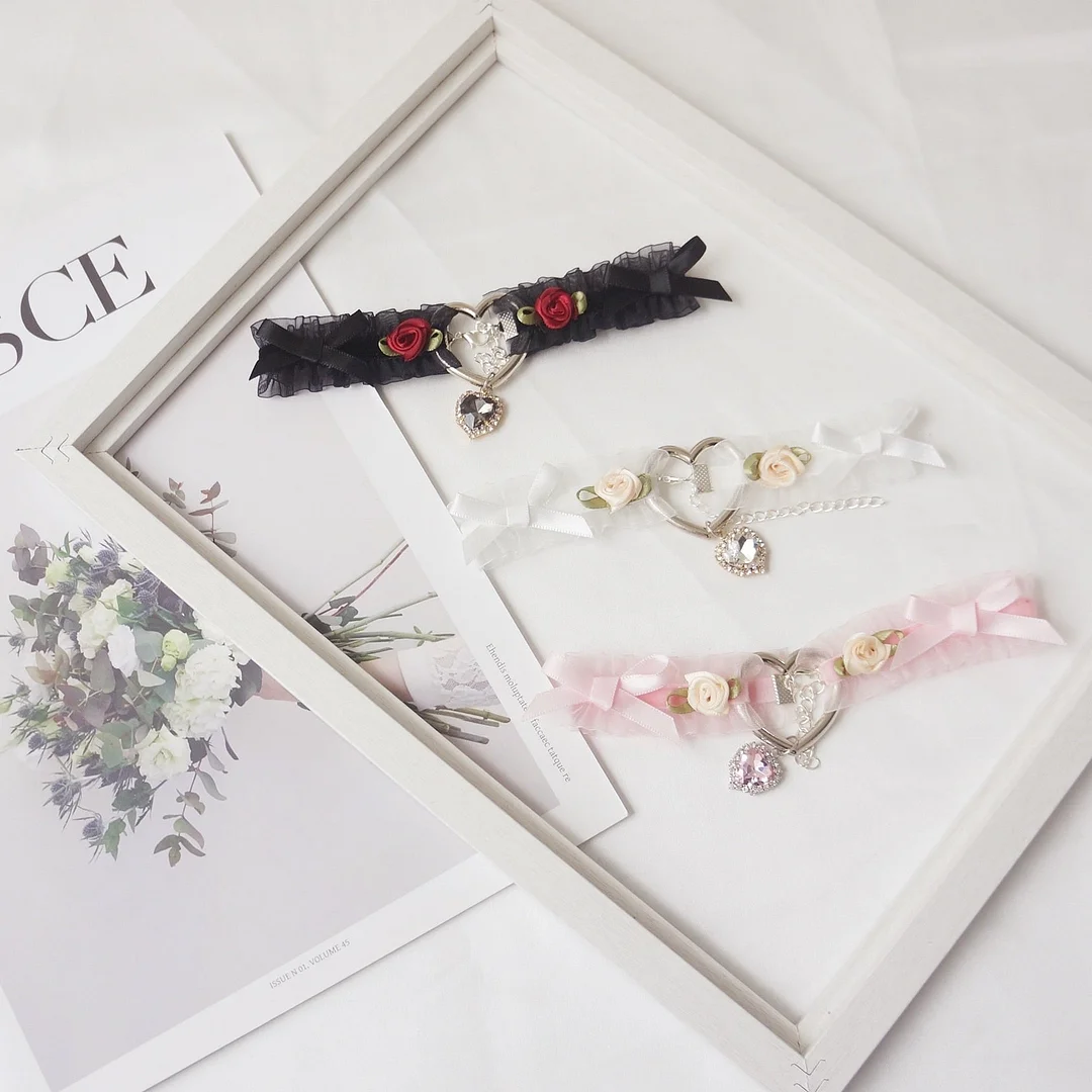 Handmade Vintage Sexy Lace Choker Diamond Gothic False Collar Statement Necklace For Women Lady Girl Cute kawaii Accessories