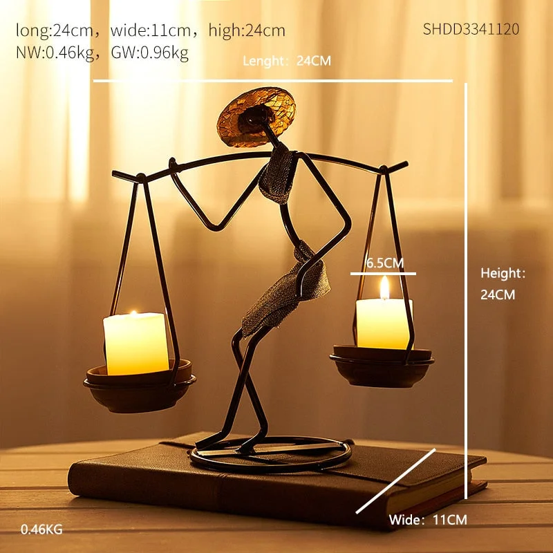 Retro Home Decoration Accessories Creative Candle Holder Iron Kitchen Restaurant Romantic Candlestick Halloween Bar desk decor