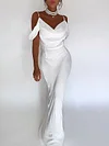 Solid Color Backless Condole Belt Maxi Dress