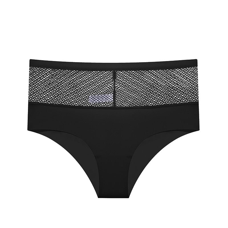 Sexy Mesh Women Panties High Rise Ladies Briefs Seamless Underwear Breathable Underpants Female Hollow Out Perspective Lingerie