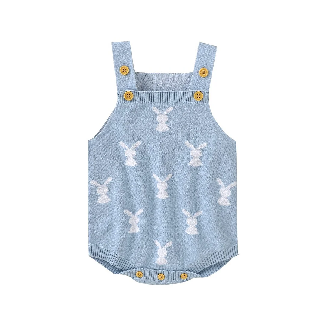 Newborn Baby Girl Boy Cute Easter Rabbit Pattern Romper Fashion Sleeveless Knitted Romper for Kids Infant