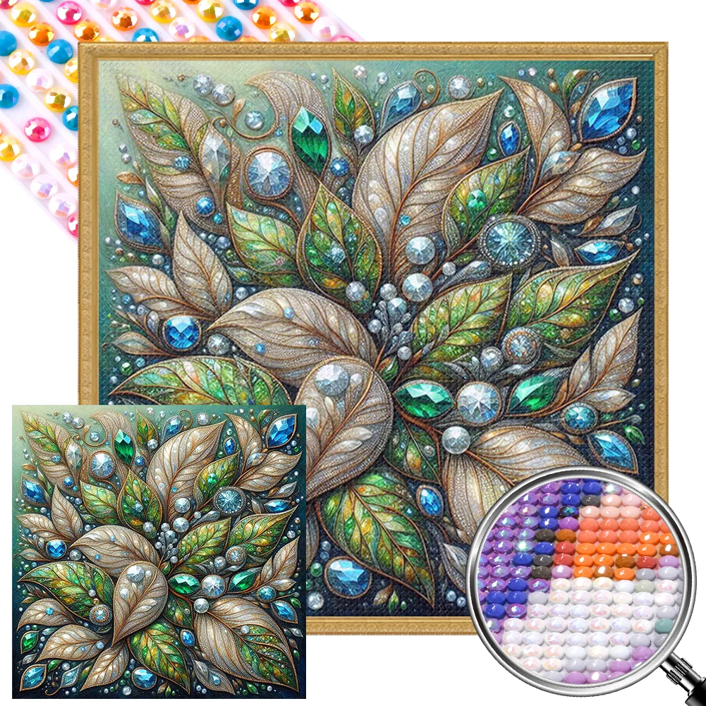 Full Round Partial AB Diamond Painting - Green Leaves(Canvas|45*45cm)