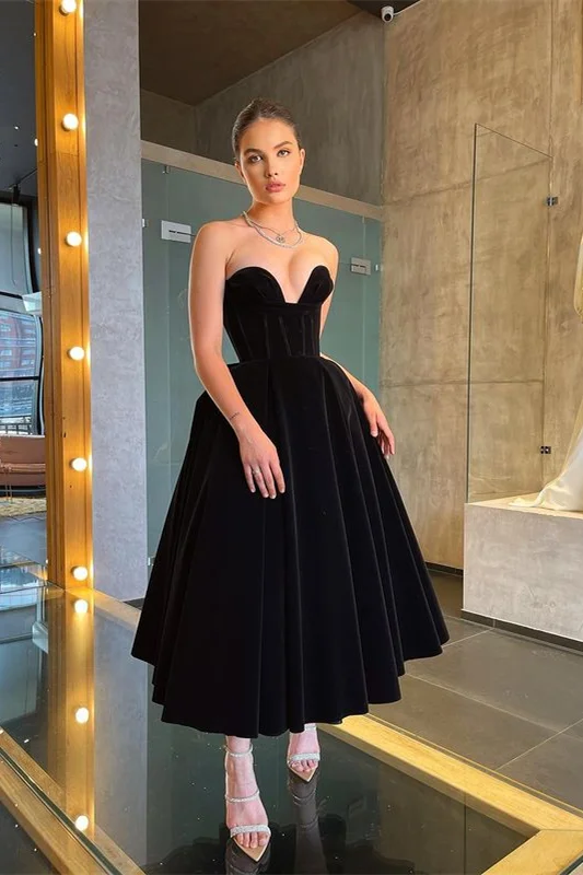 Black strapless tea outlet length dress