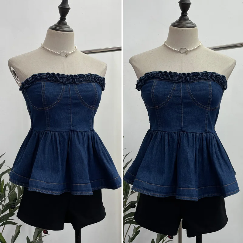 Churchf Real Shooting Hottie Wearing Brated Cowboy Waist Wood Ear Slim Skirt Swamped Waist Thin Top 2386