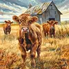 Farm Highland Cattle-14CT Stamped Cross Stitch 40*40cm tapestrymarket