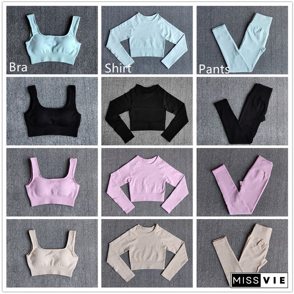 Womens Sportswear Yoga Set Workout Clothes Athletic Wear Sports Gym Legging Seamless