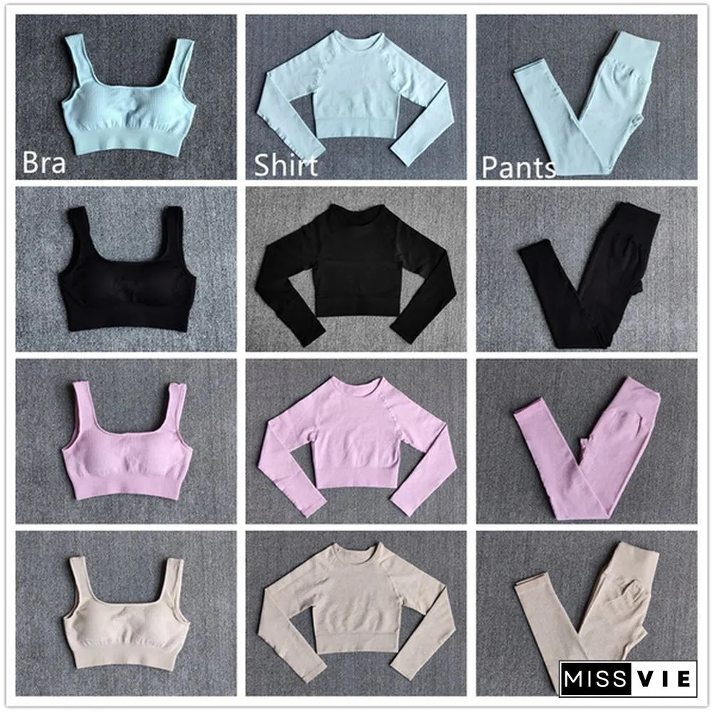 Womens Sportswear Yoga Set Workout Clothes Athletic Wear Sports Gym Legging Seamless
