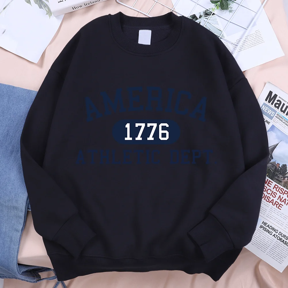 Unisex Retro America 1776 Athletic Dept Letter Printed Hoodies Pullover Sweatshirt